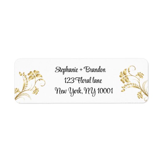 Vergulde bloem goud moderne retouradreslabels etiket (Voorkant)