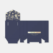 Vergulde Bloem Goud Navyblauw Bruiloft Bedankdoosjes (Uitgevouwen)