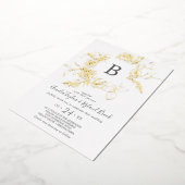 Vergulde Bloem | Gouden Folie Monogram Huwelijk Folie Uitnodiging (Gedraaid)