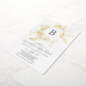 Vergulde Bloem | Gouden Folie Monogram Huwelijk Uitnodiging (Gedraaid)