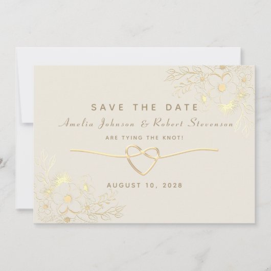 Vergulde Bloem Gouden Trouw Save The Date (Voorkant)