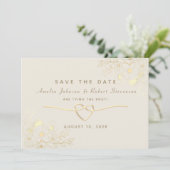 Vergulde Bloem Gouden Trouw Save The Date (Staand voorkant)