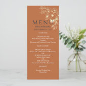 Vergulde Bloem Gouden Trouwmenu Menu (Staand voorkant)