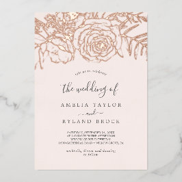 Vergulde Bloem Roze Gouden Folie Blush De Trouwdag Uitnodiging