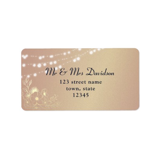 Vergulde bloem rozegoud retouradres sticker (Voorkant)