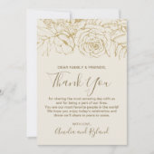 Vergulde Bloemcrème Goud Boho Bedankt Tafel Kaart (Voorkant)