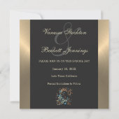 Vergulde bloemelegantie Bewaar de datum Save The Date (Achterkant)