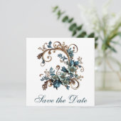 Vergulde bloemelegantie Bewaar de datum Save The Date (Staand voorkant)