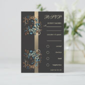 Vergulde bloemelegantie RSVP Kaart (Staand voorkant)