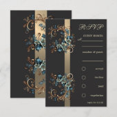 Vergulde bloemelegantie RSVP Kaart (Voorkant / Achterkant)