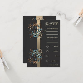 Vergulde bloemelegantie RSVP Kaart