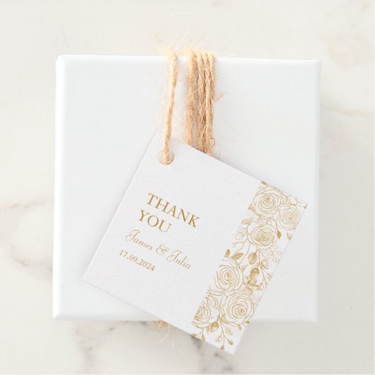 VERGULDE BLOEMEN BEDANKJES LABELS (In situ)