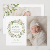 Vergulde Bloemen Bloemen Fotogeboorte Aankondiging (Voorkant / Achterkant)