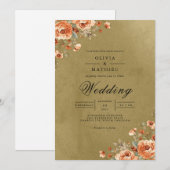 Vergulde Bloemen Boog Boog Huwelijk Kaart (Voorkant / Achterkant)