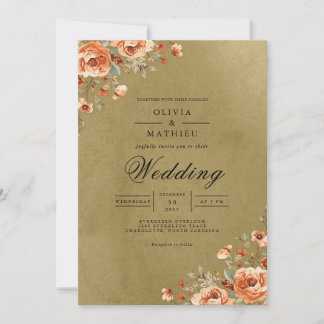 Vergulde Bloemen Boog Boog Huwelijk Kaart