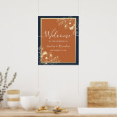 Vergulde bloemen bruiloft welkom poster (Keuken)