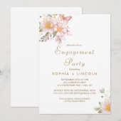 Vergulde Bloemen Cream & Goud Engagement Party Kaart (Voorkant / Achterkant)