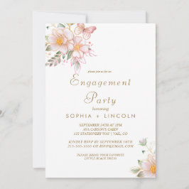 Vergulde Bloemen Cream & Goud Engagement Party Kaart