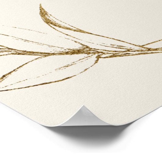 Vergulde bloemen | Crème en Gouden Bruiloft Richti Poster (Hoek)