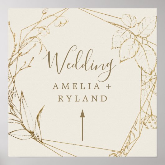 Vergulde bloemen | Crème en Gouden Bruiloft Richti Poster (Voorkant)
