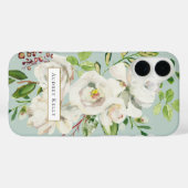 Vergulde Bloemen Custom Monogram | Mint Case-Mate iPhone Case (Achterkant (horizontaal))