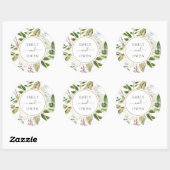 Vergulde bloemen krans bruiloft monogram ronde sticker (Vel)