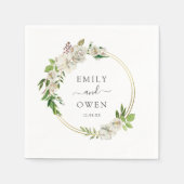 Vergulde bloemen krans bruiloft monogram servet (Voorkant)