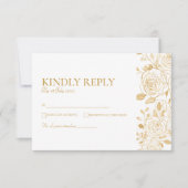 VERGULDE Bloemen RSVP Kaartje (Voorkant)