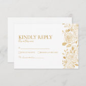 VERGULDE Bloemen RSVP Kaartje (Voorkant / Achterkant)