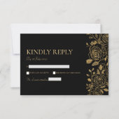 VERGULDE BLOEMEN RSVP KAARTJE (Voorkant)