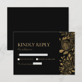 VERGULDE BLOEMEN RSVP KAARTJE (Voorkant / Achterkant)