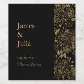 VERGULDE BLOEMEN WIJN ETIKET (Enkel label)