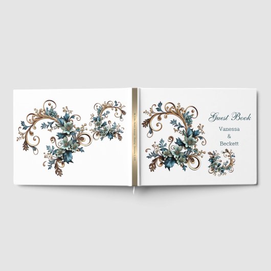 Vergulde bloemige elegantie gastenboek