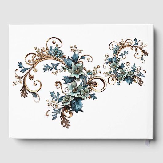 Vergulde bloemige elegantie gastenboek (Achterkant)