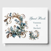 Vergulde bloemige elegantie gastenboek (Voorkant)