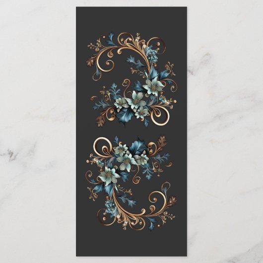 Vergulde bloemige elegantie menu (Achterkant)