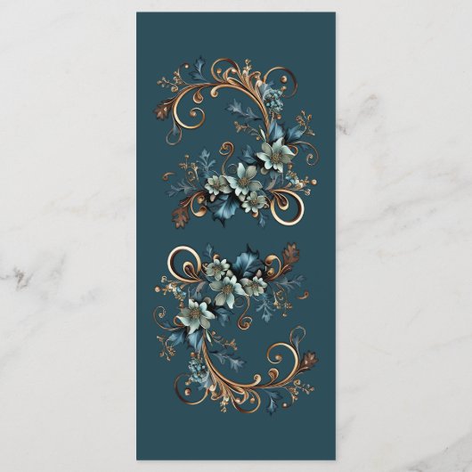 Vergulde bloemige elegantie menu (Achterkant)