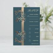 Vergulde Bloemige Elegantie RSVP Kaart (Staand voorkant)