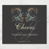 Vergulde bloemige elegantie sparkling wijnetiket (Enkel label)