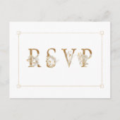 Vergulde bloemige huwelijks RSVP nummer verzoek ui Uitnodiging Briefkaart (Voorkant)