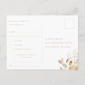 Vergulde bloemige huwelijks RSVP nummerverzoek Uitnodiging Briefkaart (Achterkant)