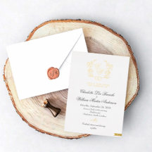 Vergulde bloemige monogram trouwkaarten