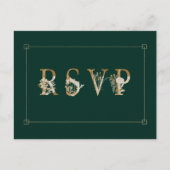 Vergulde bloemige trouw-RSVD Liedverzoek Uitnodigi Uitnodiging Briefkaart (Voorkant)
