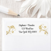 Vergulde bloemmotief gouden moderne retouradreslab etiket (Insitu)