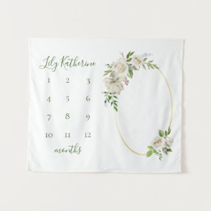 Vergulde Bloesems Babynaam Mijlpaal Foto Wandkleed