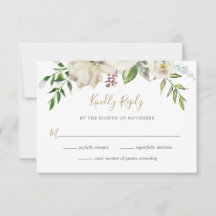 Vergulde Blooms Bloemen Bloemen Bruiloft RSVP Kaar