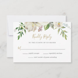 Vergulde Blooms Bloemen Bloemen Bruiloft RSVP Kaar Kaartje