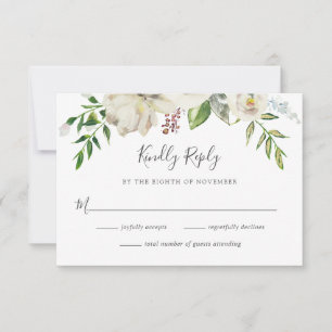 Vergulde Blooms Bloemen Bloemen Bruiloft RSVP Kaar Kaartje