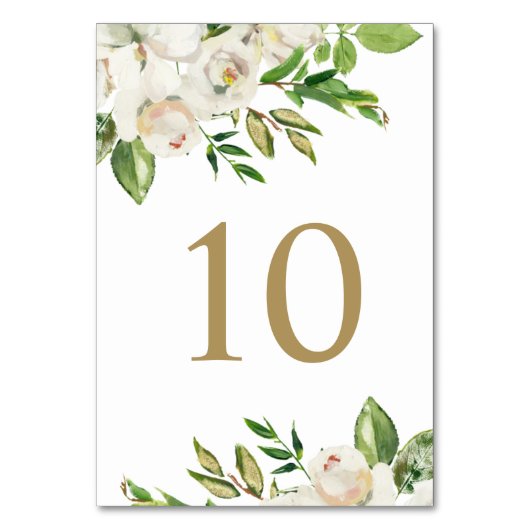 Vergulde Blooms Bloemen Bloemen Bruiloft Tafelnumm Kaart (Voorkant)