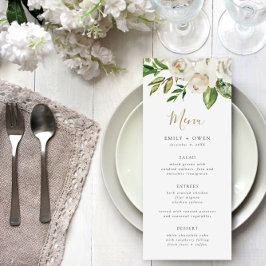 Vergulde Blooms Bruiloft Menu Kaart